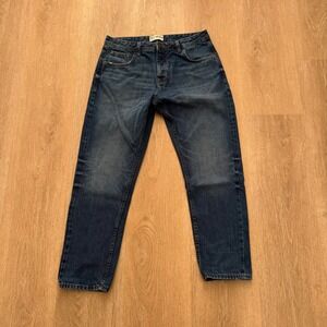 The Stronghold Relaxed Tapered Jeans Mens 34x30 Blue Medium Wash Selvedge